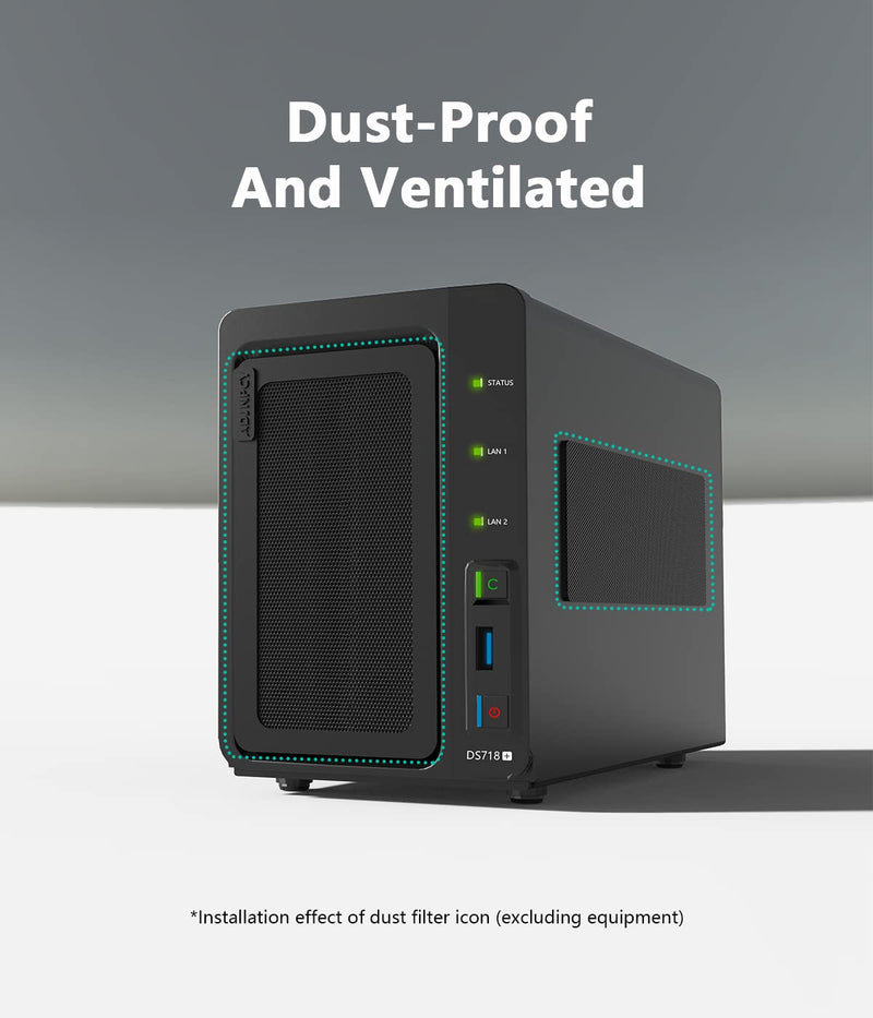 [Australia - AusPower] - ADJNPCY Dust Filter for Synology NAS DS718+ DS716+II Dustproof PVC Cover - Black 