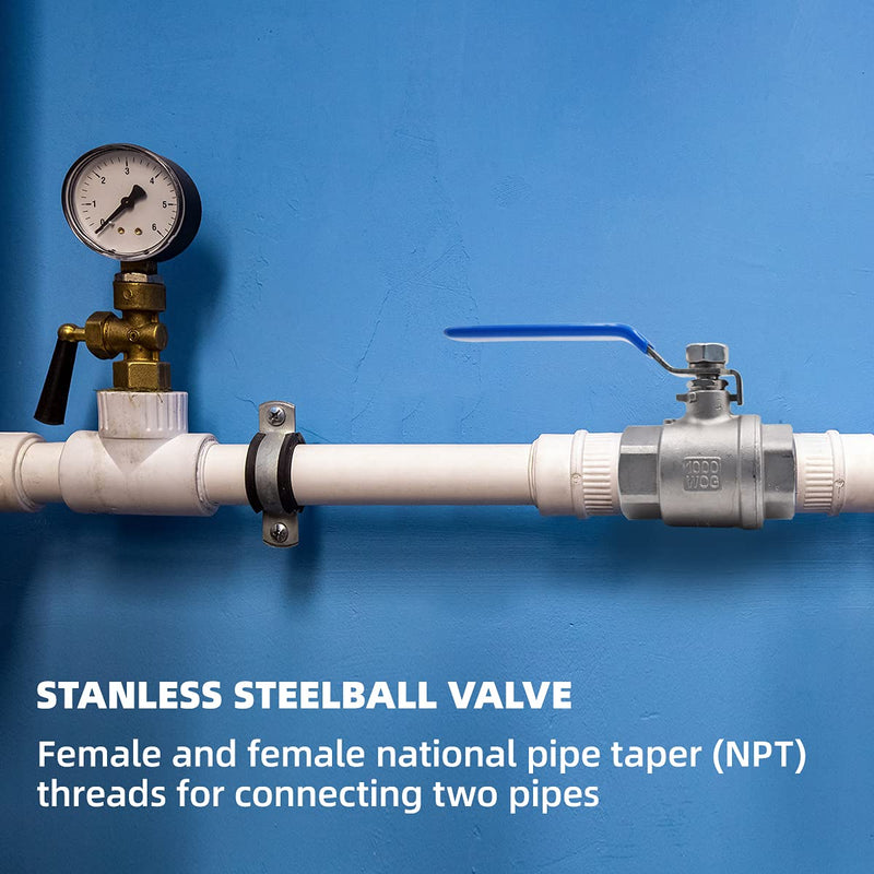 [Australia - AusPower] - VAV Ball Valve Full Port, 304 Stainless Steel, Gas, Water & Oil Standard Port with Vinyl Handle, NPT Female Threaded, Unibody, Lever, 3/4 Inch (2pcs) 3/4" NPT 