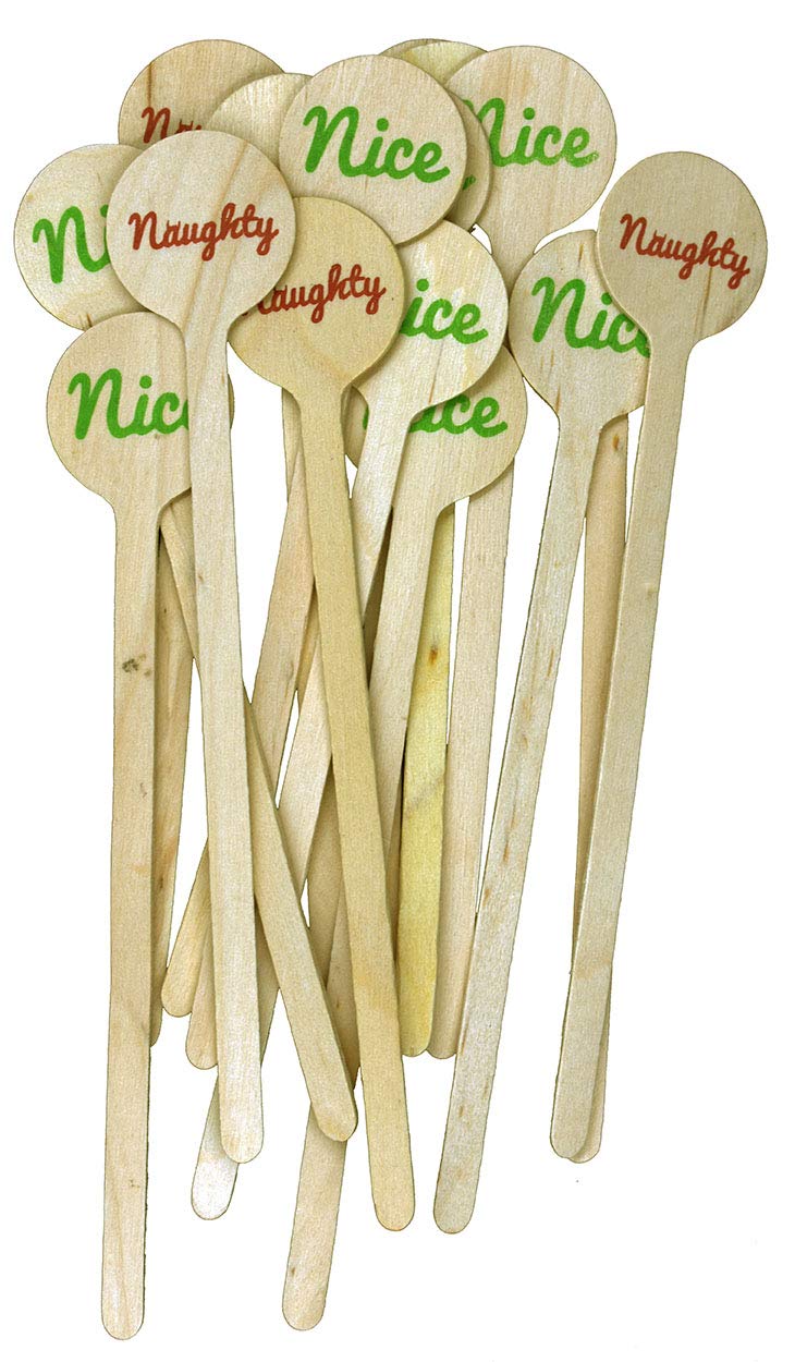 [Australia - AusPower] - Perfect Stix - Cocktail 6 R- Naughty Nice-50 6" Wooden Cocktail/Drink Stirrers with Naughty or Nice Pack of 50ct 