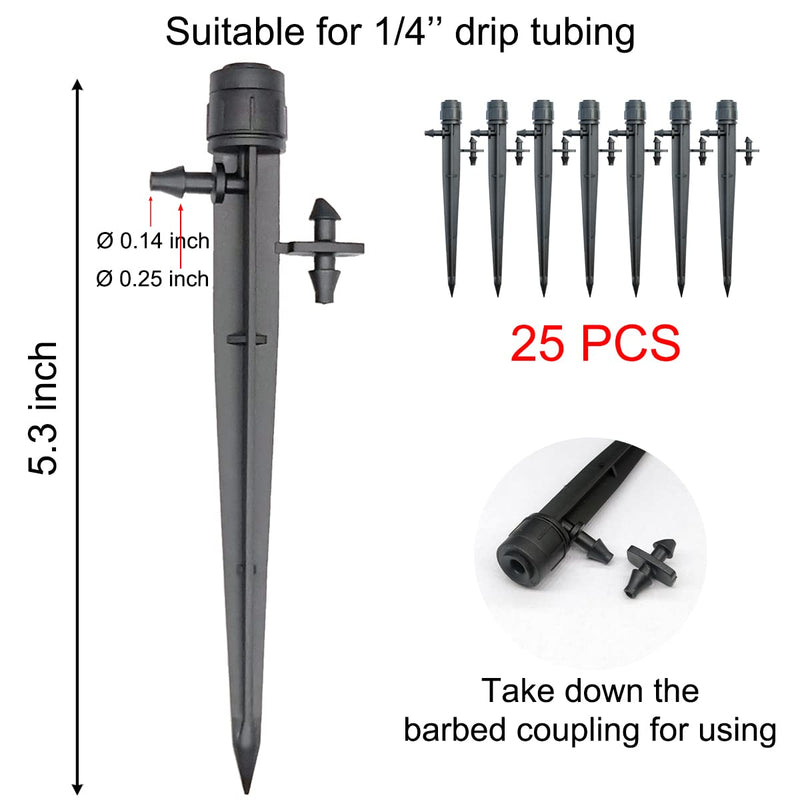 [Australia - AusPower] - Topiverse 25 Pcs Drip Irrigation Emitters, Adjustable Flow 0-20 GPH Irrigation Drippers with Stake, Full Circle Flow Sprinkler Head, Micro Sprinkler for Garden Patio Lawn Flower Bed 