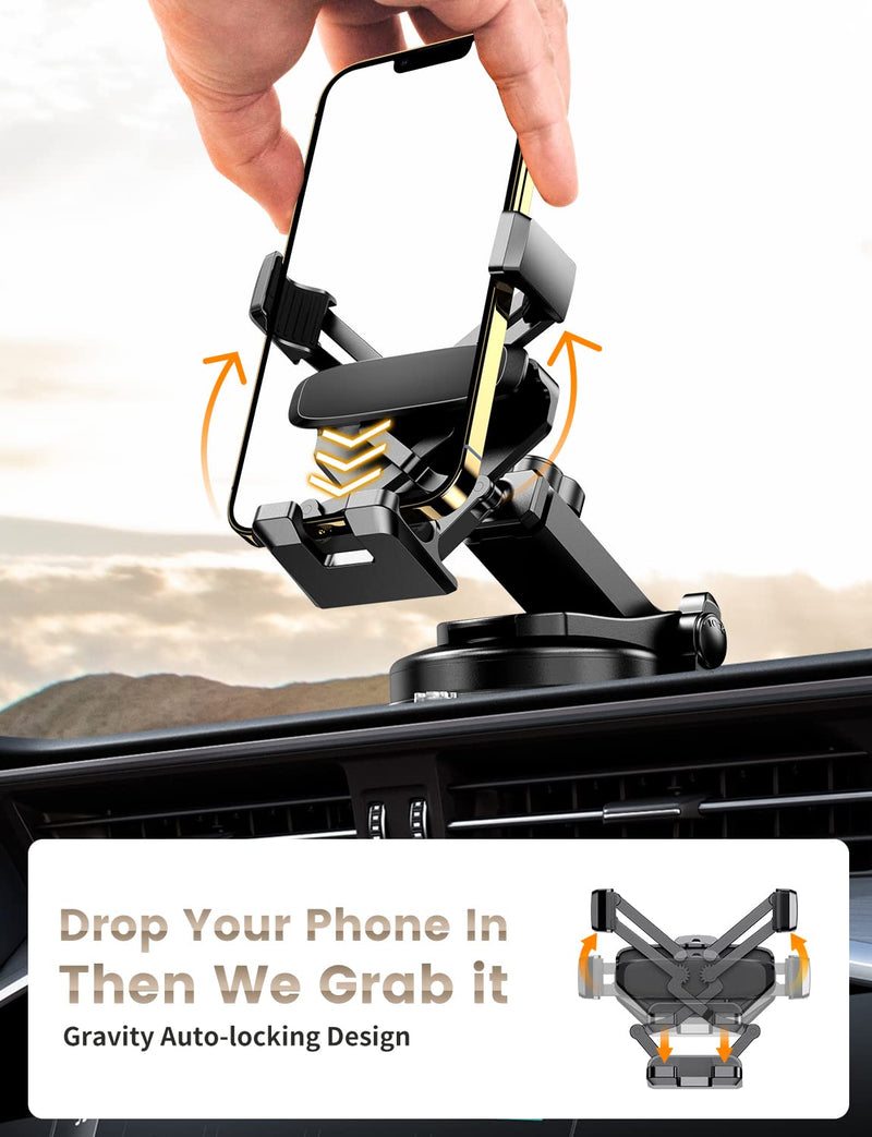 [Australia - AusPower] - Auto Lock Phone Mount for Car, eSamcore 3 in 1 Gravity Car Phone Holder Mount for Dashboard Windshield Air Vent Auto Clamping Cell Phone Car Mount for iPhone Samsung Galaxy Smartphone 