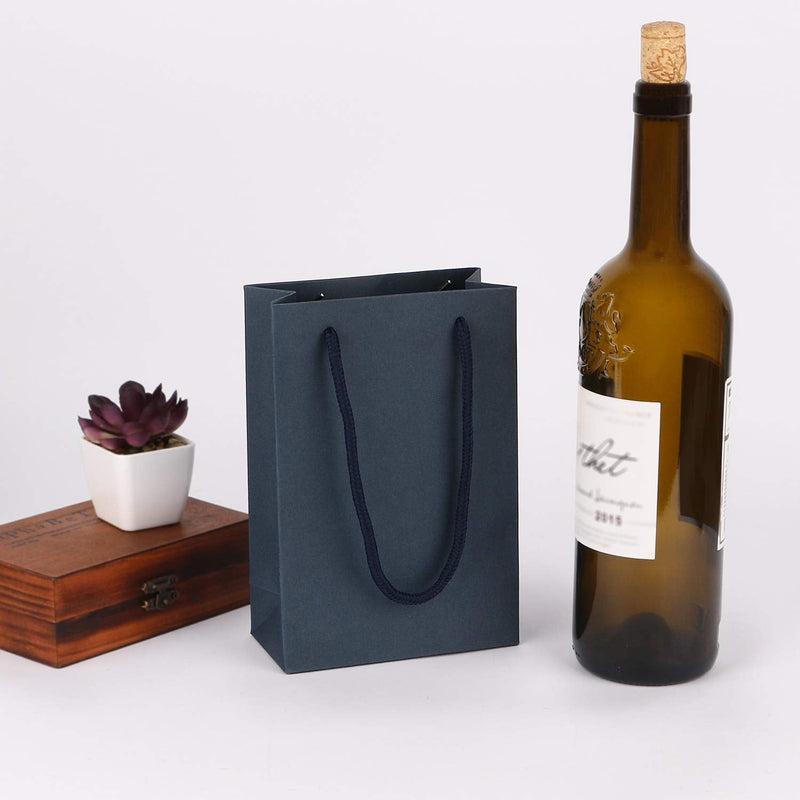 [Australia - AusPower] - Sdootjewelry Navy Blue Gift Bags, 5.1 x 2.4 x 7.5" Kraft Paper Gift Bags with Handle, 50 Pack Heavy Duty Matte Tote Paper Bags Shopping Bags Small Bags Retail Bags Party Bags for Gift Favor Small Business 
