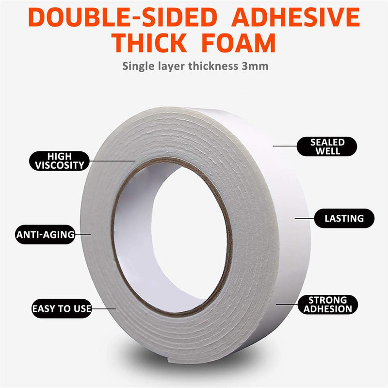 [Australia - AusPower] - Double Sided White PE Foam Tape-Outdoor and Indoor Heavy Duty Strong Weatherproof Adhesive Tape for Decorative and Trim,Car & Gap Filling Mountings,Home Decor, Office Decor(33 Ft Long,Wide 1.18 in) 1.18 In x 33 FT 