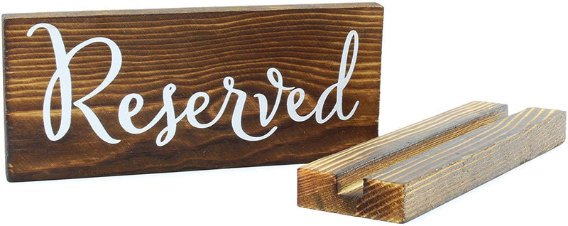 [Australia - AusPower] - Darware Wooden Reserved Signs for Tables (6-Pack, Brown); Rustic Real Table Signs with Sign Holders for Weddings, Special Events, and Restaurant Use Brown With White Lettering 