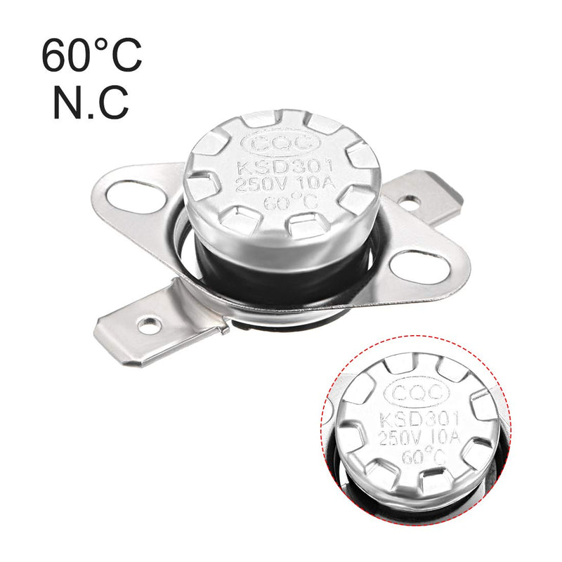 [Australia - AusPower] - uxcell KSD301 Thermostat 60°C/140°F 10A Normally Closed N.C Adjust Snap Disc Temperature Switch 5pcs 