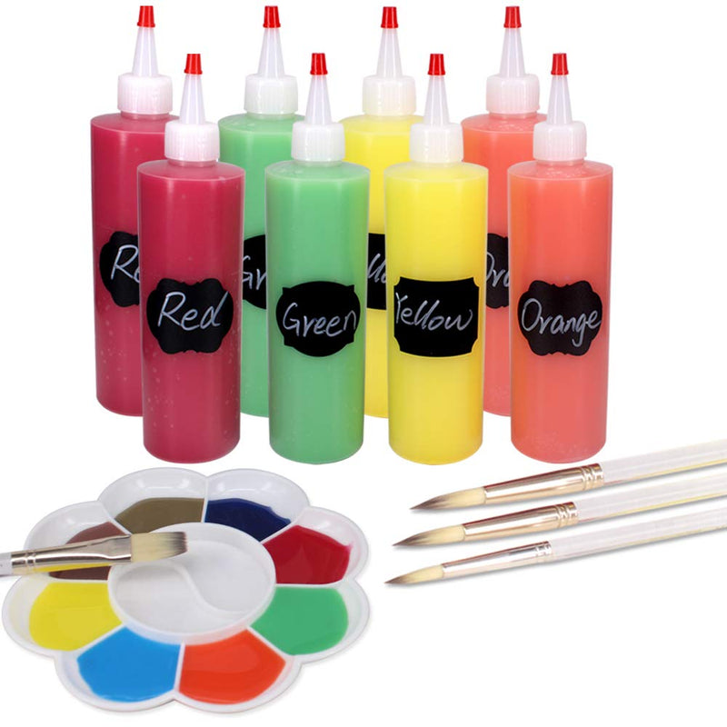 [Australia - AusPower] - Belinlen 8 Pack 10-Ounce Plastic Squeeze Bottles with Red Tip Caps for Food, Crafts, Art, Multi Purpose Set of 8 with Extra 6 Red Cap 18 Chalk Labels and 1 Pen 10oz(8pack) 