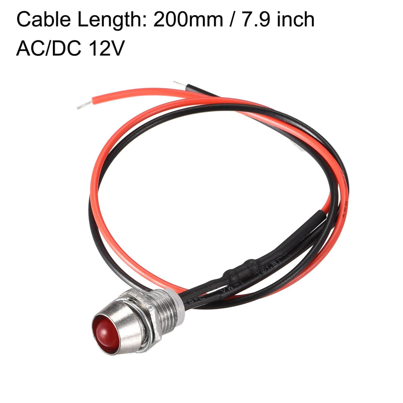 [Australia - AusPower] - uxcell LED Indicator Light AC/DC 12V 8mm Panel Mount Metal Shell Red Yellow Blue Green White 10Pcs 