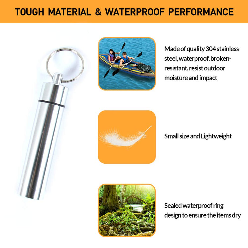 [Australia - AusPower] - Toothpick Holders and 2 Pieces Metal Toothpicks Portable Titanium Toothpick Case with Keychain for Outdoor Camping Travel Picnic 2 pack Silver 