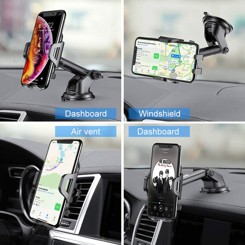 [Australia - AusPower] - Phone Car Holder Mount - RAXFLY Windshield/Air Vent/Dashboard Cell Car Phone Holder for Car 360 Degree Rotation Universal Suction Mount Stand Compatible with iPhone 13 Samsung S21 Plus All Smartphones Ordinary 