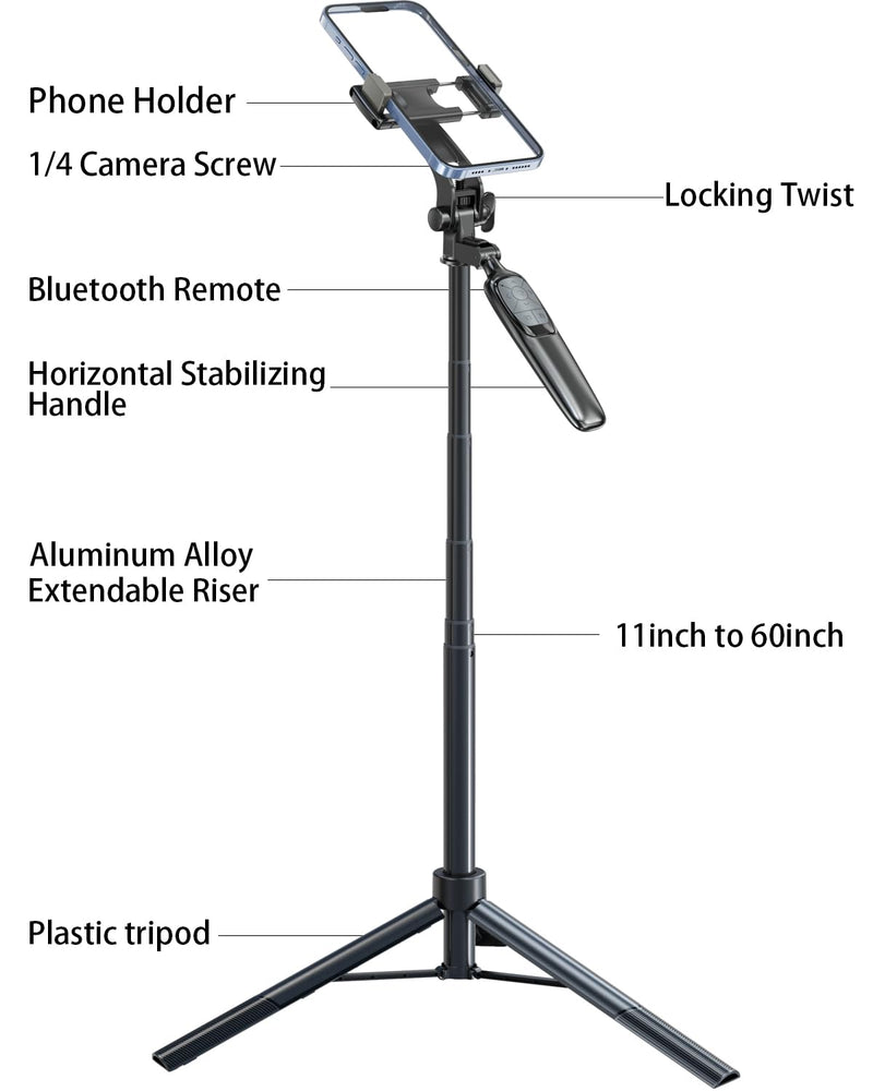 [Australia - AusPower] - PIXEL 62"Selfie Stick with Fill Light Extendable Cell Phone Tripod Stand for iPhone with Wireless Remote and Phone Holder,Compatible Sports Camera,Recording Vlogging,Photography,Youtube,live streaming 