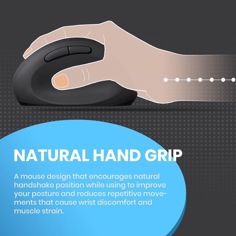 [Australia - AusPower] - Perixx PERIMICE-719 Wireless 2.4 GHz Ergonomic Vertical Optical Mouse, Portable Mini Size, 3 Level DPI, Right Handed, Black 