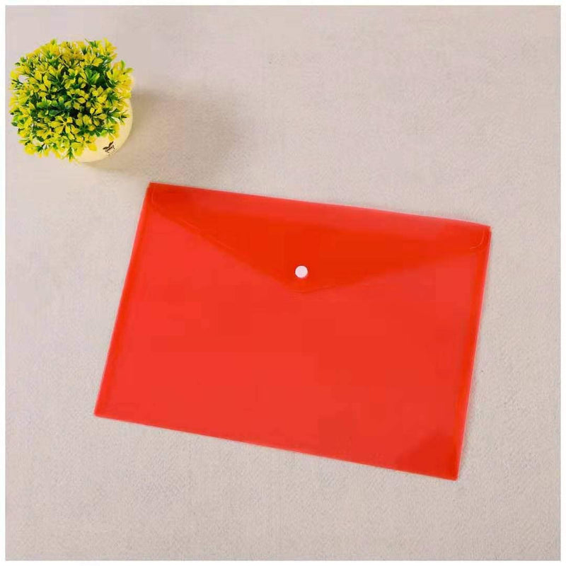 [Australia - AusPower] - Wiekyze Poly Envelope 12 Pcs Document Envelopes with Snap Button Quality Clear Document Folder for A4 Size (red) Red 