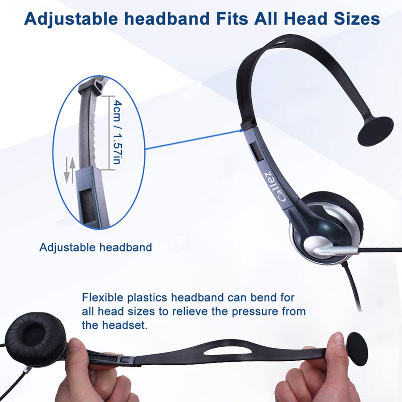 [Australia - AusPower] - RJ9 Phone Headset with Noise Cancelling Microphone, Callez Office Phone Headset Mono Compatible with Yealink T46S T42S T48S T41S T27G T20P T21P Avaya 1608 9608 Grandstream GXP2170 2135 Panasonic Cisco 