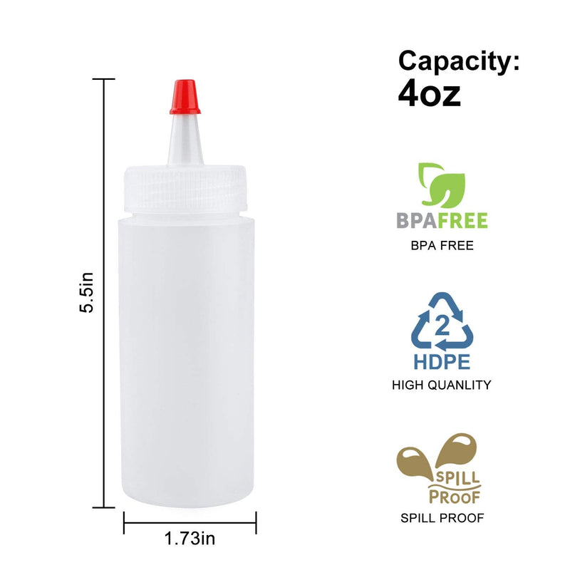 [Australia - AusPower] - 4oz Plastic Squeeze Bottles with Airtight Red Tip Caps, Great for Ketchup, BBQ, Sauces, Syrup, Condiments, Dressings, Arts and Crafts, Set of 30 