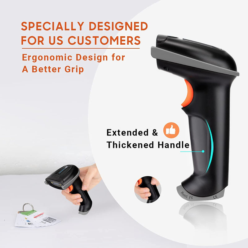 [Australia - AusPower] - Tera Barcode Scanner Wireless Versatile 2-in-1 (2.4Ghz Wireless+USB 2.0 Wired) with Battery Level Indicator, 328 Feet Transmission Distance Rechargeable 1D Laser Bar Code Reader USB Handheld (Grey) Grey 