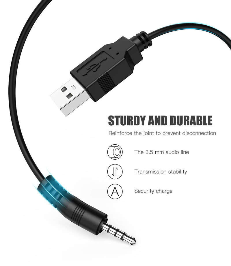 [Australia - AusPower] - BERLAT 3.5mm Male AUX Audio Jack to USB 2.0 Male Charge Cable Adapter Cord, 2pack Audio Car Stereo Jack Cables to USB 2.0, USB Connection Kit, for Music Player- 3.3ft（Support Data Transmission） 