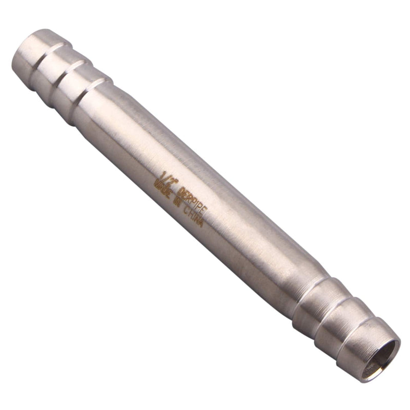[Australia - AusPower] - DERPIPE Stainless Steel 1/2" Hose Barb, straight splice extend tubing fitting, union coupling fitting (Pack of 2) 1/2" (Pack of 2) 