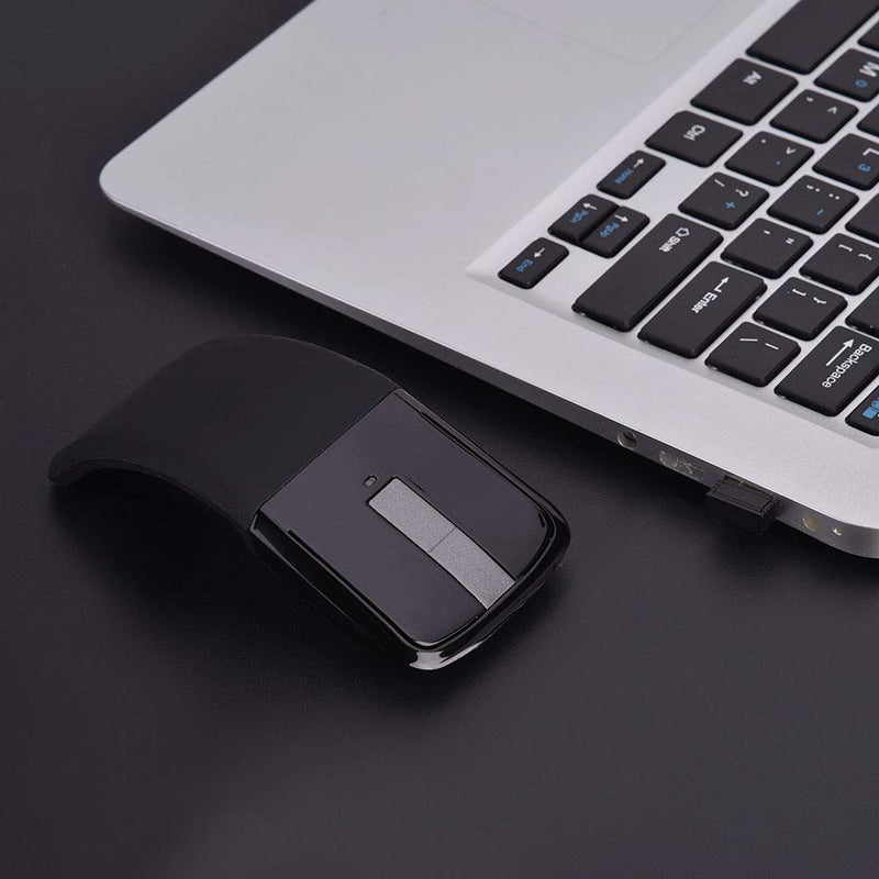 [Australia - AusPower] - USB Foldable Wireless Touch Mouse, Arc Touch Mouse Mice with USB Receiver for PC/Laptop/Smart TV, Stylish Appearance(Black) 