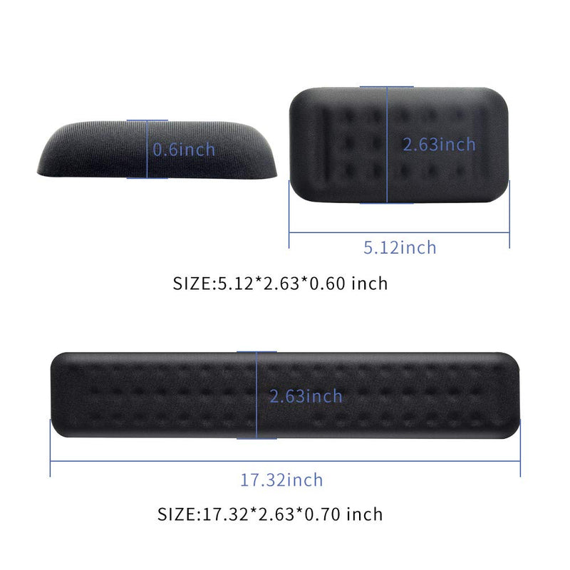 [Australia - AusPower] - Keyboard and Mouse Wrist Rest Set Gaming Memory Foam Ergonomic Hand Palm Rest Support for Computer, PC, Laptop, Mac Typing and Wrist Pain Relief and Repair (17.3 Inch, Black) 