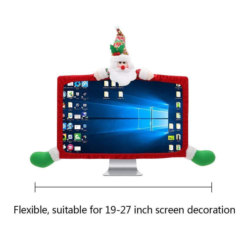 [Australia - AusPower] - SUSHAFEN 1 Pack Christmas Computer Monitor Border Cover TV Monitor Cover Elastic Laptop Computer Cover for Xmas Home Office Computer Decoration-Santa Claus 