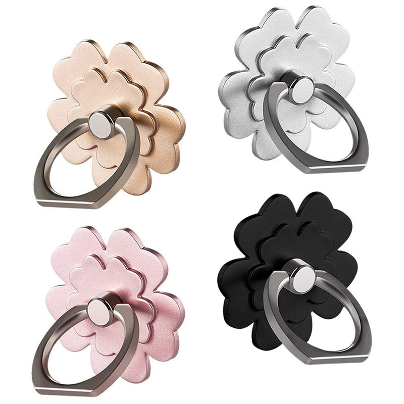 [Australia - AusPower] - SKYii Cell Phone Ring Stand Finger Ring Holder 360 Rotation Phone Holder Ring Grip Compatible with Apple iPhone Xs Max XR X 8 7 Plus 5 5s Samsung Galaxy S8 S7 4-Pack Lucky Flower A 