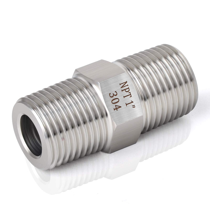 [Australia - AusPower] - TAISHER 2PCS 304 Stainless Steel Hex Nipple, Pipe Fitting 1-Inch Male Pipe x 1-Inch Male Pipe 1" NPT x 1" NPT 2 