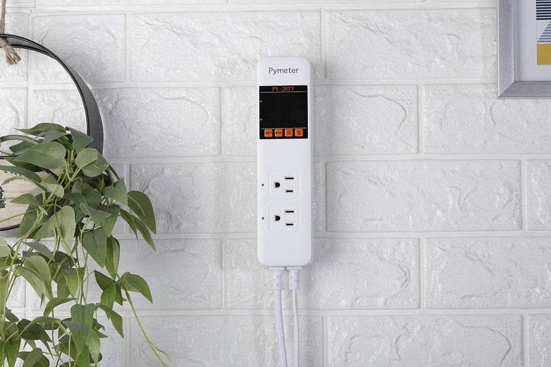 [Australia - AusPower] - Pymeter Digital Temperature Controller Dual Probe Reptile Thermostat Controlled Outlet Cooling Heating Pad Heat Mat Thermostat for Reptiles Homebrew Aquarium Greenhouse Terrarium Carboy Heater 10A 1200W 