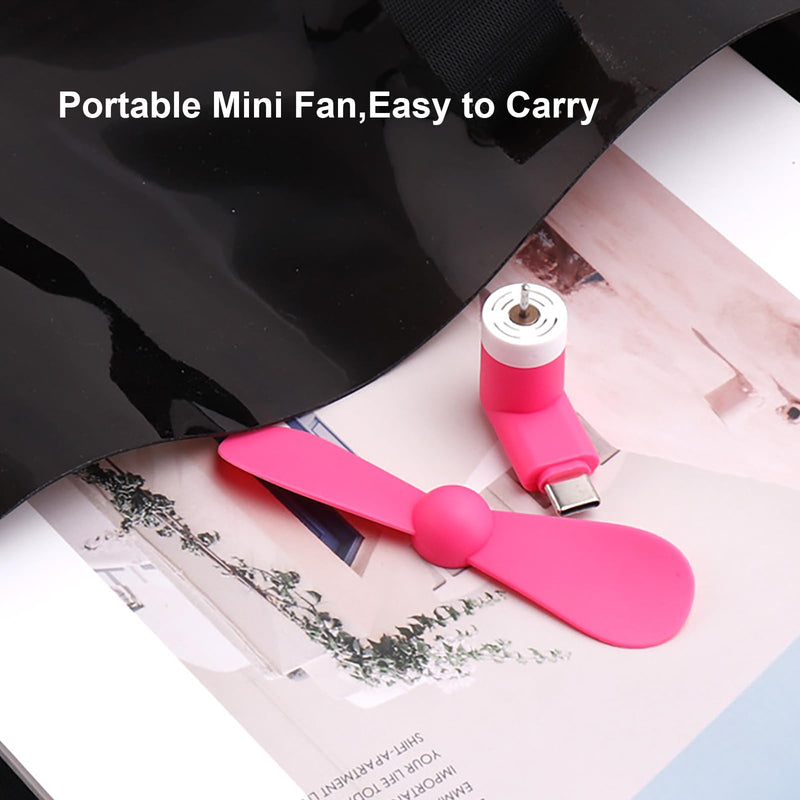 [Australia - AusPower] - Sokelinn-six Type C Phone Fan, Mini USB C Cooling Hand Fans Portable Summer Cooler for ipad Type C Plug Devices-2 Pieces (Pink) Pink 