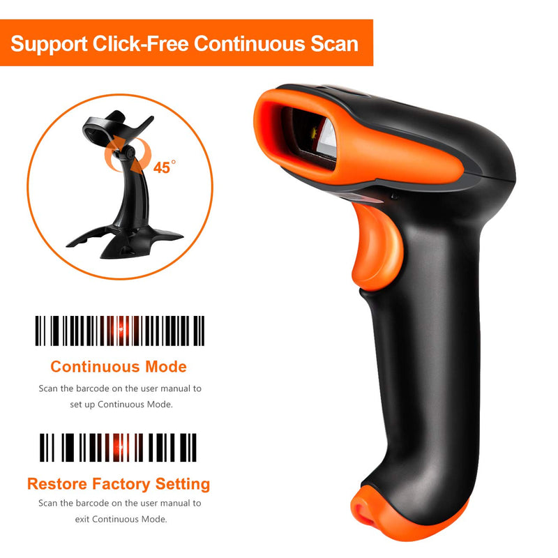 [Australia - AusPower] - Tera Wireless 2D QR Barcode Scanner with Stand, 3 in 1 Compatible with Bluetooth & 2.4GHz Wireless & USB Wired Barcode Reader Handheld Bar Code Reader HW0001 