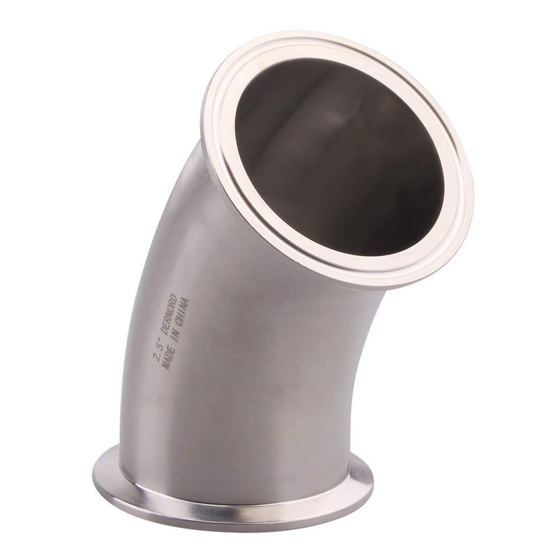 [Australia - AusPower] - DERNORD 45 Degree Elbow | 2.5 Inch Tube OD Stainless Steel 304 Pipe Fitting Fits Tri Clamp 2.5 Inch (2.5" Pipe OD) 2.5" Pipe OD 