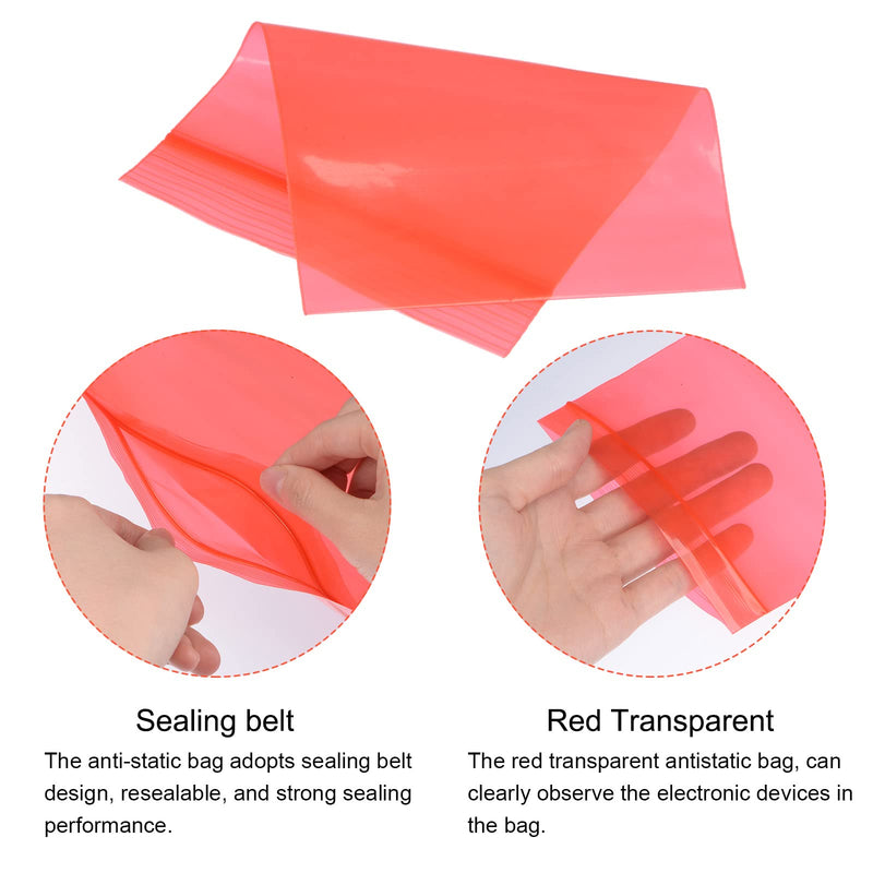 [Australia - AusPower] - MECCANIXITY Anti Static Bags Shielding Bag 2.8x4.3inch(7x11cm) Red Transparent Resealable for Hard Drive HDD SSD 100pcs 