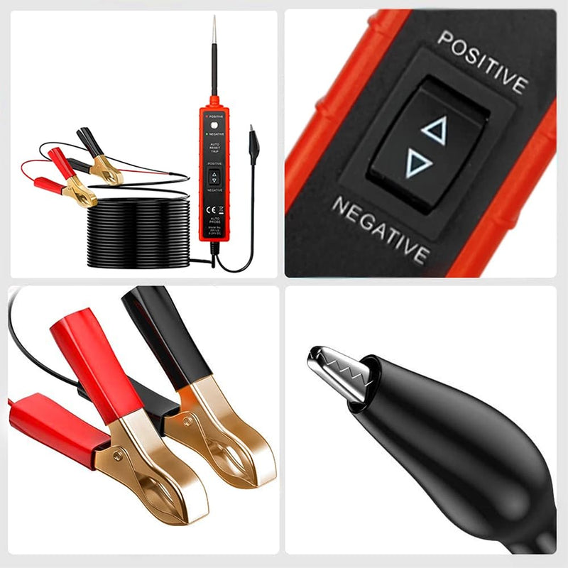 [Australia - AusPower] - BOHISEN Automotive Power Circuit Tester with 16Ft Test Lead 6-24V DC LED Light Tester Fuse Tester Electric Light Test Pen Light Electrical Diagnostic Tool Short Circuit Finder (Red) Red 