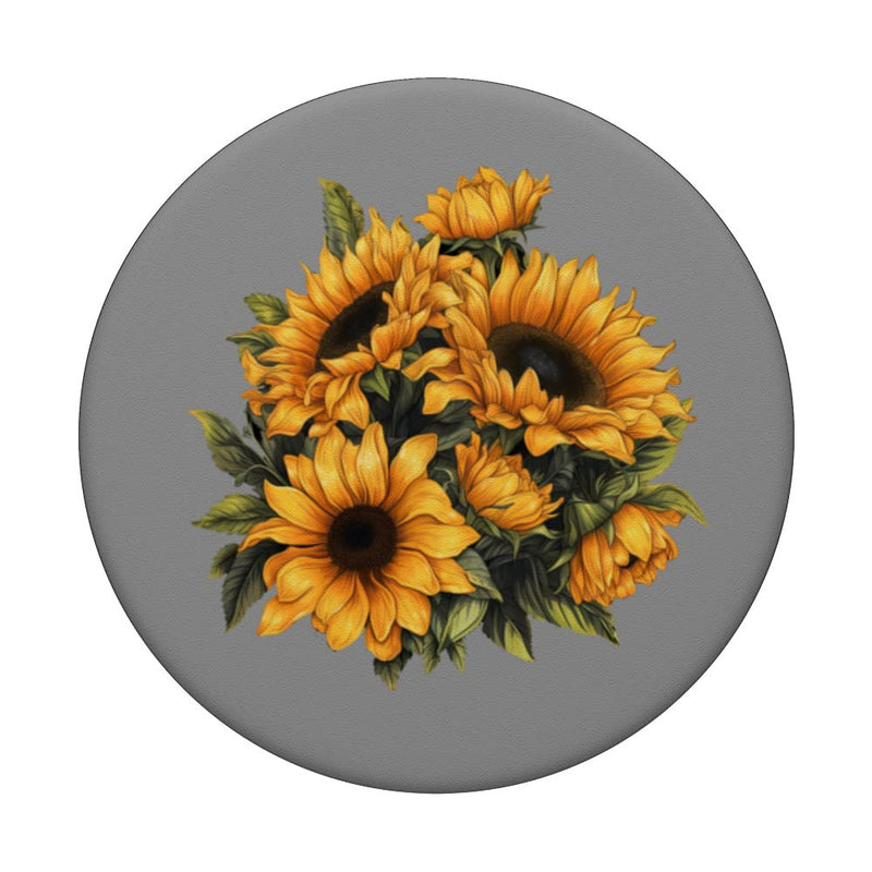 [Australia - AusPower] - Yellow Sunflower Cute summer Sun flowers Floral Positivity PopSockets Swappable PopGrip Black 