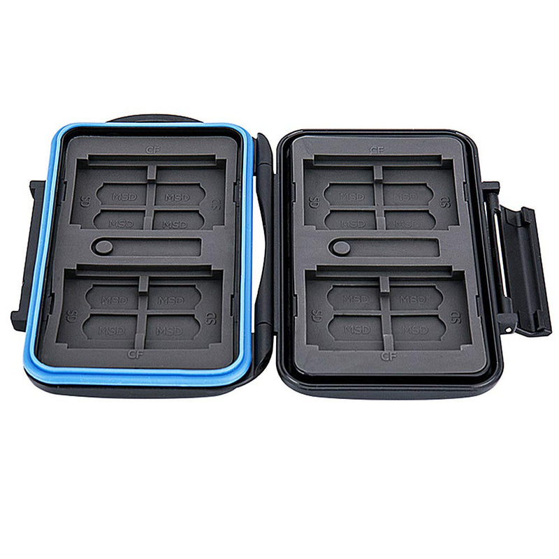 [Australia - AusPower] - 28 Slots Water-Resistant Memory Card Case SD MSD Card Holder Storage Keeper for 4 CF + 8 SD SDHC SDXC + 16 TF MSD Micro SD Cards, with Carabiner + Card Tray Removal Eject Pin Key / Blue Seal Ring for 4 CF + 8 SD + 16 TF / Micro SD 