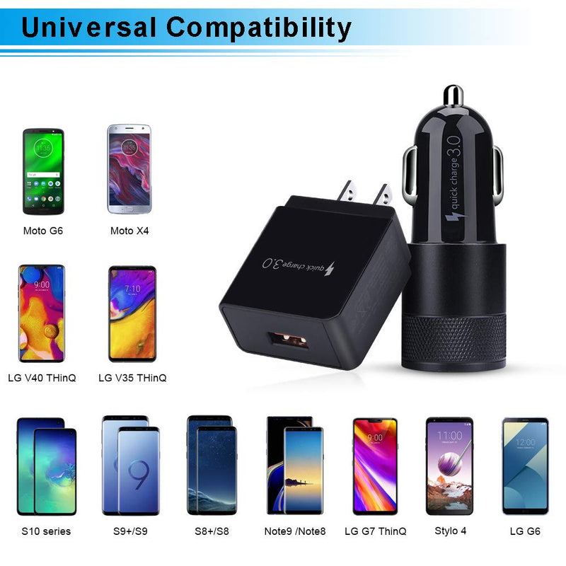 [Australia - AusPower] - USB Type C Fast Charger for Motorola Edge+/G Stylus/G Pure/G Power/G Play/G Fast/G100 G9 G8 G7 Power/X4/Z4/Play/One 5G Ace,18W Quick Charge 3.0 Rapid Wall Charger+Car Charger Adapter+2 USB C Cable 6ft Black Charger 