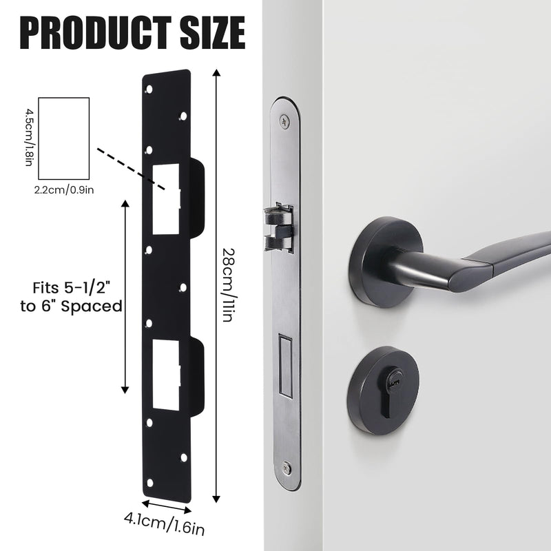 [Australia - AusPower] - Door Strike Plate Reinforcement Plate - Front Door Security Metal Striker Plates -Ideal for Exterior Interior Door Deadbolt Fix Door Frame Door Jamb Hole for 5-1/2 inch to 6 inch (Black-1pack) Black-1pack 