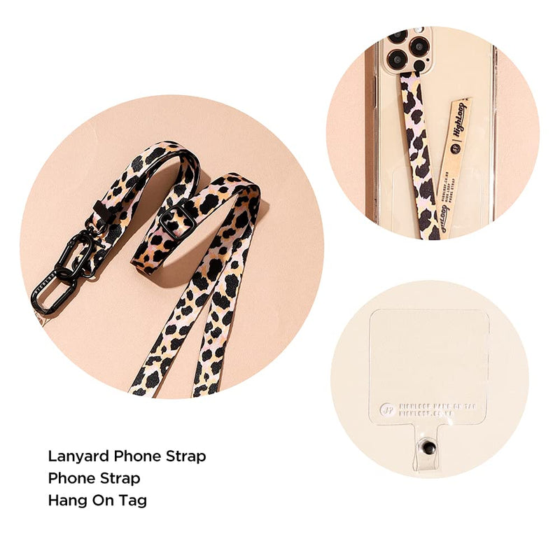 [Australia - AusPower] - Highloop Universal Cell Phone Crossbody Lanyard Set(Lanyard+Finger Strap+Durability Patch) Adjustable Neck Strap Phone Tether Compatible with Full Coverage Case (Green Leopard) Green Leopard 