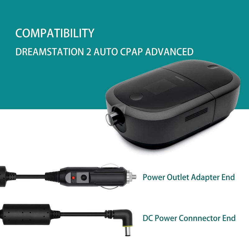[Australia - AusPower] - DC 12V Power Adapter for Dreamstation 2 Respironics, Shielded Adapter for DreamStation CPAP Power Supply with Car Cigarette Lighter 6.89ft 
