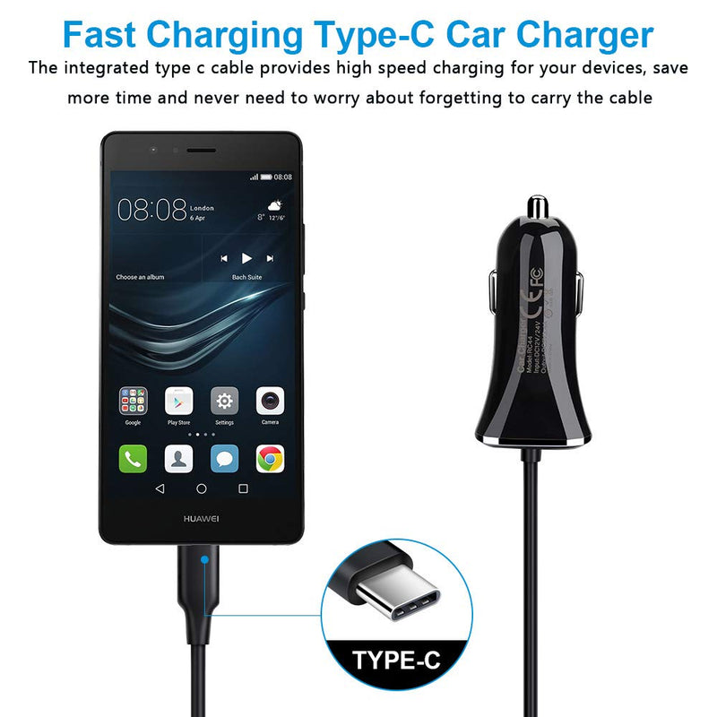[Australia - AusPower] - 3.4A USB C Car Charger Fast Charging Adapter for Samsung Galaxy S21 S21+ S21 Ultra S20 FE 5G Note 20 S10E S10 S10+ S9 S8 A01 A10E A20 A21 A30S A50 A51 A52 A70 A71, with Built-in 3ft Type C Cable 2Pack 