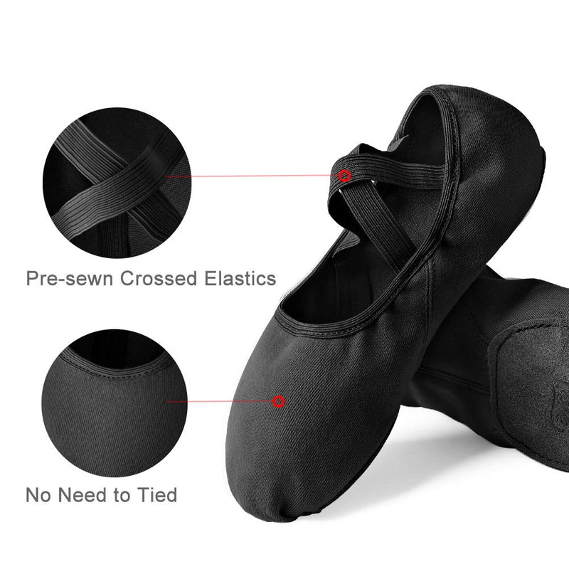 [Australia - AusPower] - Stelle Women's Ballet Shoes Stretch Canvas Dance Slippers Split Sole for Girls/Adult 8 Black 
