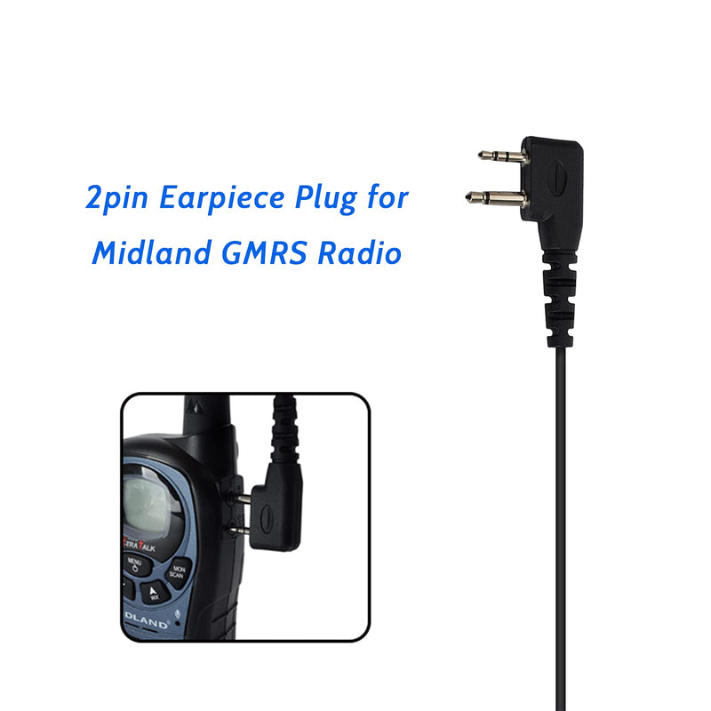 [Australia - AusPower] - TWAYRDIO Radio Earpiece with Mic for Midland Walkie Talkie D-Shape Headset Microphone with Push-to-Talk for GXT1050VP4 GXT1000VP4 GXT1000X3VP4 GXT1030VP4 LXT600VP3 LXT500VP3 GMRS Radios (2Packs) 