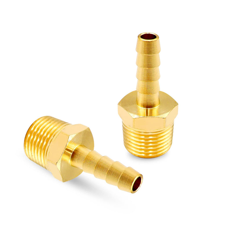 [Australia - AusPower] - Tnuocke 4pcs Brass Air Hose Barb Fittings,1/4" Hose Barb to 1/4 NPT Male Thread Quick Coupler Air Pipe Adapter with 4PCS Hose Clamp,Compression Hose Fittings H-040-1/4 NPT-1/4 1/4 Hose Barb-1/4 NPT Male 