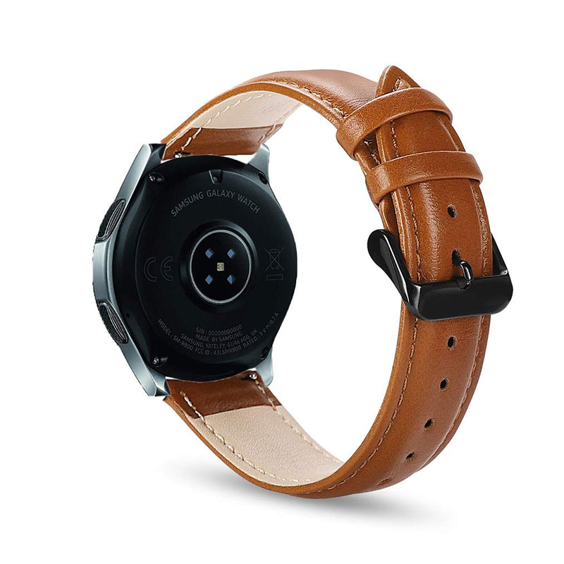 [Australia - AusPower] - OTOPO Compatible 46mm Galaxy Watch Band / Gear S3 Frontier Bands / S3 Classic Band, 22mm Quick Release Soft Leather Replacement Band Wrist Strap Bracelet Accessory for Women Men Smartwatch - Brown 22mm(Galaxy Watch3 45mm/46mm&Gear S3) 