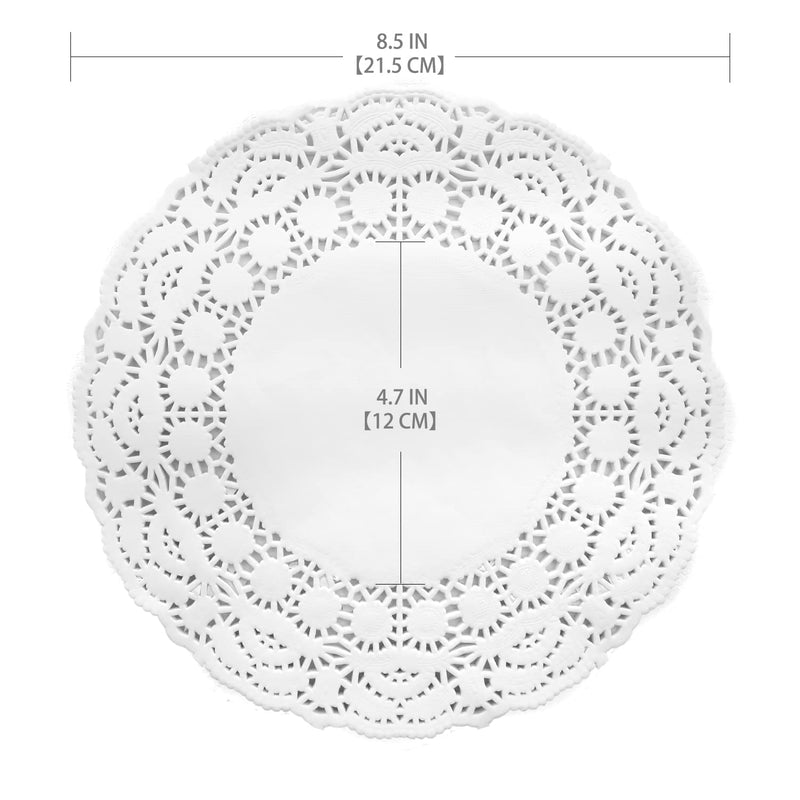 [Australia - AusPower] - 5MLGgoods White Paper Doilies 3 assorted sizes, 150 Pack 3 Sizes Lace Round, (6.5", 8.5", 10.5", 50 Pack Per Size) 6.5", 8.5", 10.5" 