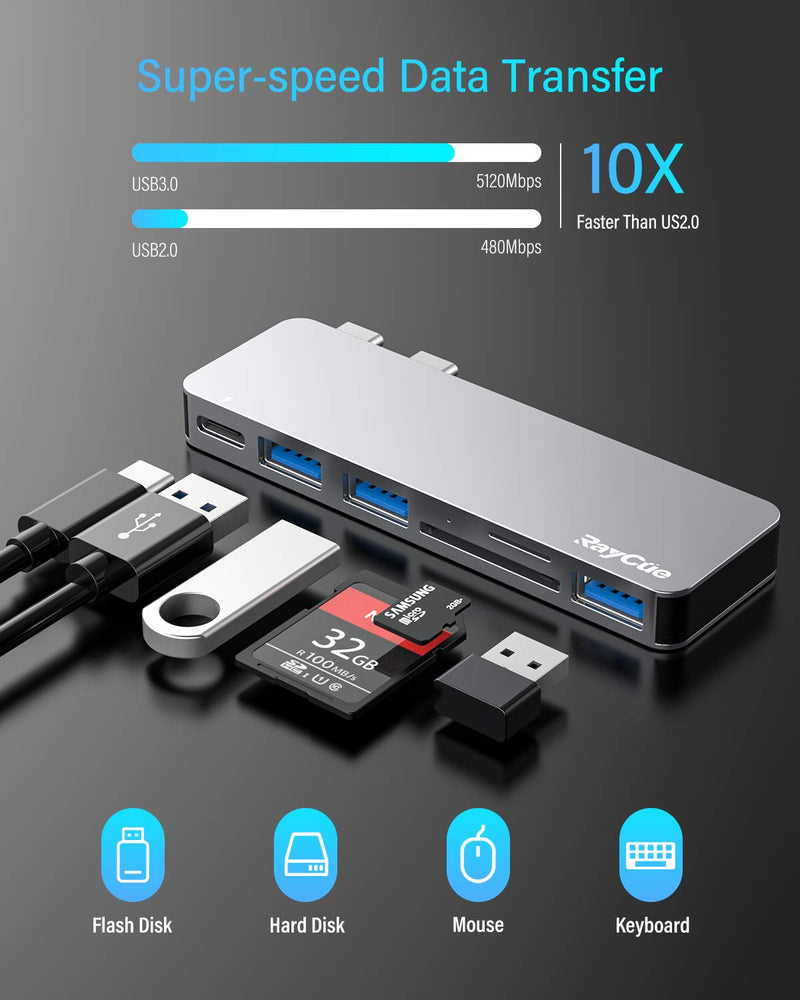 [Australia - AusPower] - MacBook Pro/Air USB Accessories with 3 USB 3.0 Ports, TF/SD Card Reader, Thunderbolt 3 PD Port, USB C Adapter for MacBook Pro/Air 13" 15" 16" Compatible with MacBook Pro/Air 2021-2016 