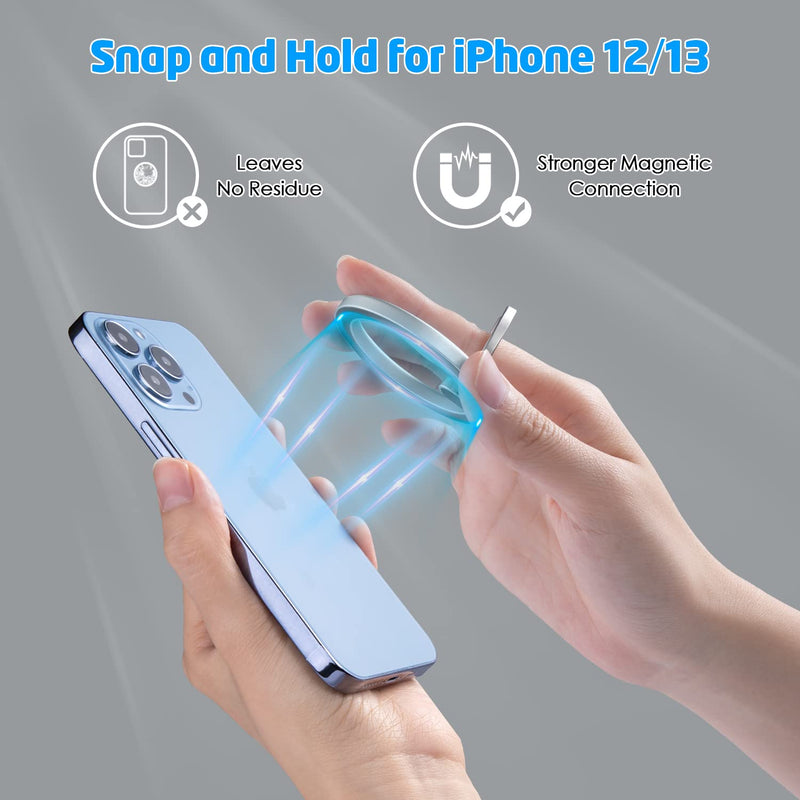 [Australia - AusPower] - WixGear Magnetic Phone Grip, Magnetic Phone Ring Holder with Adjustable Kickstand, Compatible Only with iPhone 13, 12/12 Pro / 12 Pro Max / 12 Mini (Silver) 