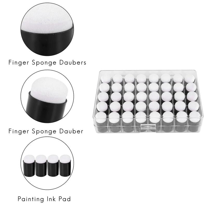 [Australia - AusPower] - Haudang 40Pcs Finger Sponge Dauber Painting Ink Pad Stamping Brush Craft Case Art Tools with Box Office School Darwing DIY Craft 