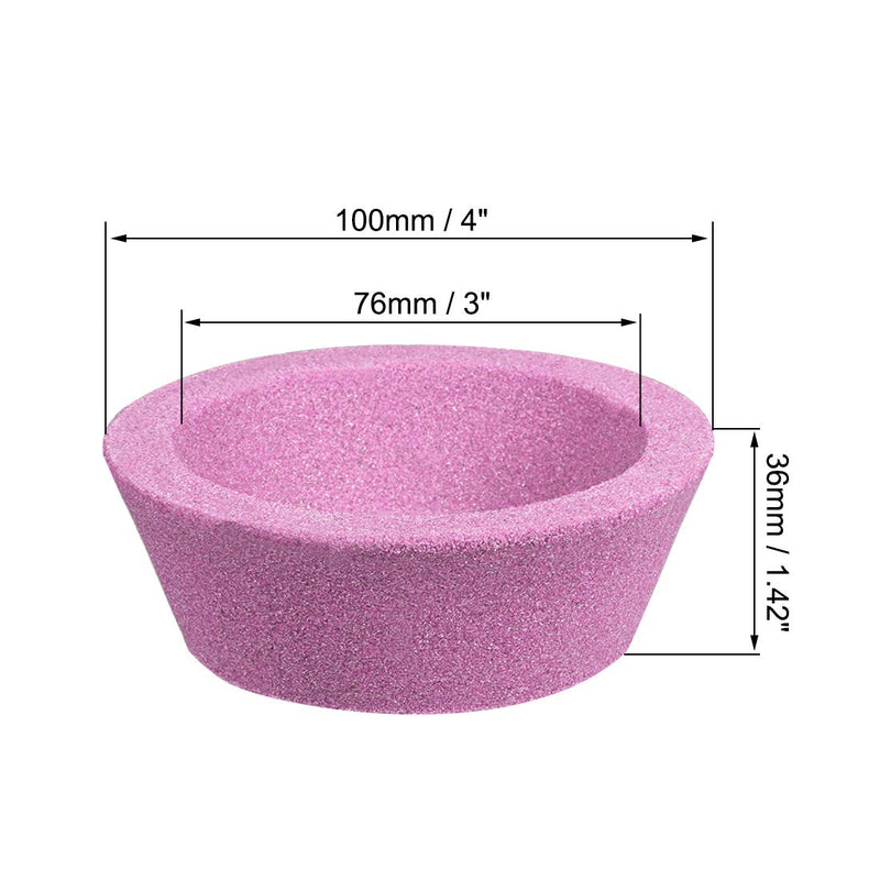 [Australia - AusPower] - uxcell 4-Inch Flaring Cup Grinding Wheel 80 Grits Pink Aluminum Oxide PA Surface Grinding Ceramic Tools 