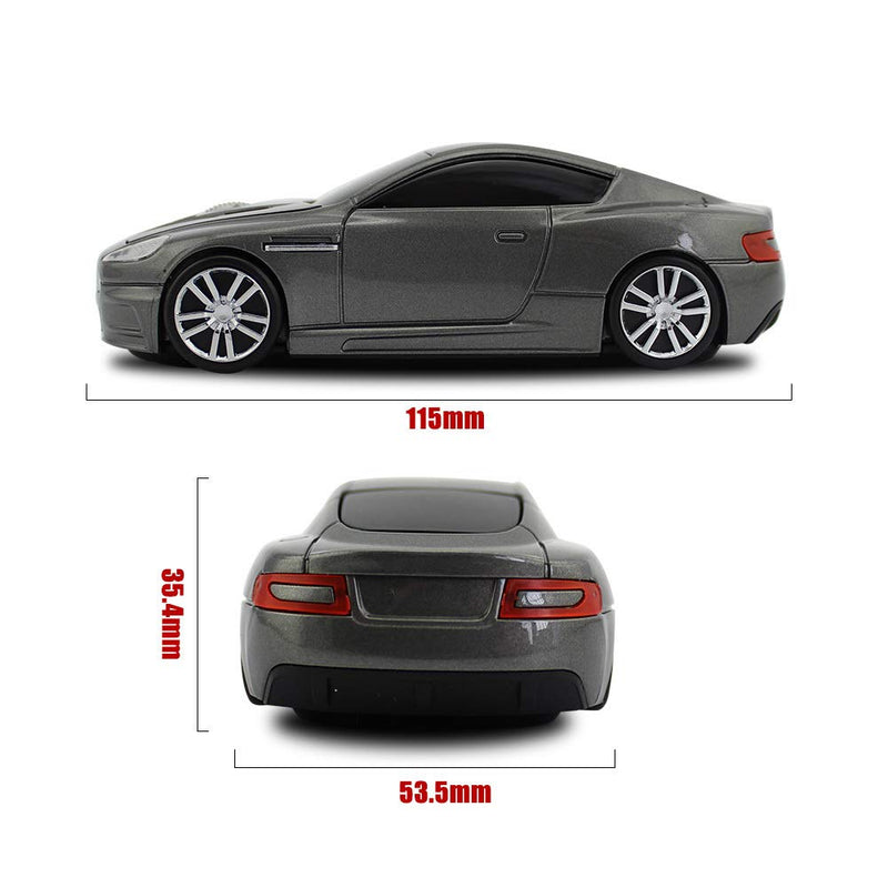 [Australia - AusPower] - ECOiNVA Wireless Sports Car Mouse Laptop Desktop Mouse Computer Optical Mice 2.4GHz USB Mouse (Gray) Gray 