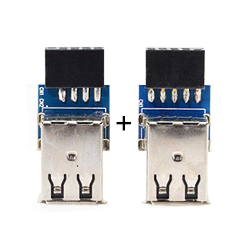 [Australia - AusPower] - Cablecc 2pcs 9Pin/10Pin Motherboard Female Header to Dual USB 2.0 Female Adapter Vertical Type 